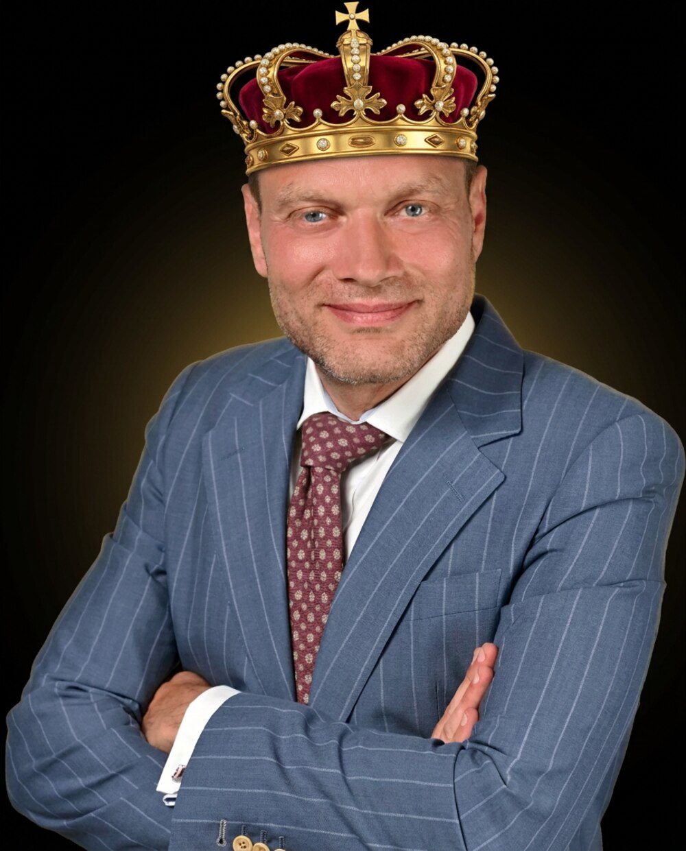 James Medows, King James, the Traffic King of New York, wearing the crown